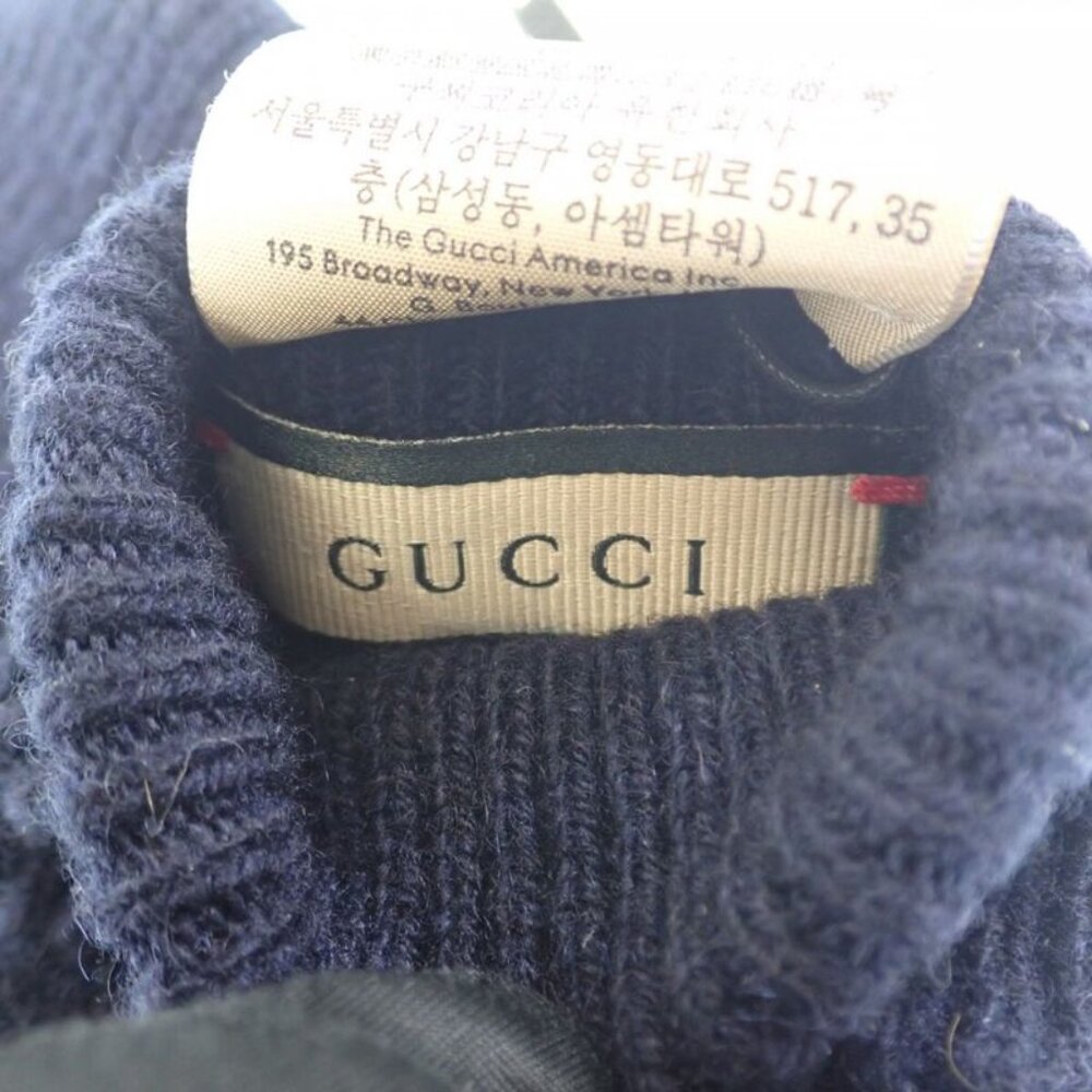 Gucci GG Logo Gloves S 4 Gacx 4179 Gloves Cashmere Wool Navy - Picture 3 of 5